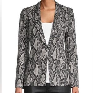 Alice + Olivia Blazer, Jacket. Black, White, Gray Richie Snake Print Size 0